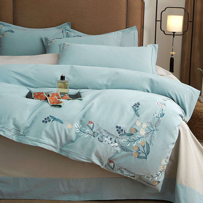 2024新款全棉轻奢刺绣四件套-恬静时光系列 恬静时光-灰