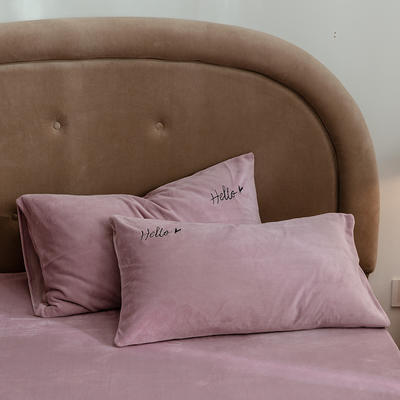 新款牛奶绒纯色系列（单枕套）水晶绒宝宝绒牛奶绒法莱绒 48*74cm/对 Hello Life-浅紫