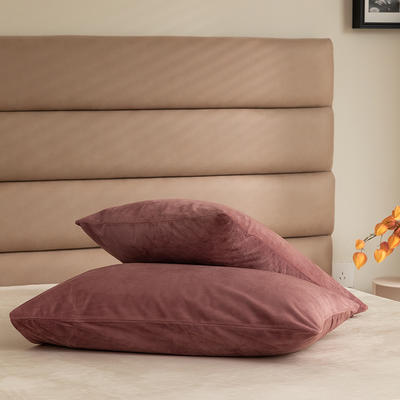 新款新款天鹅绒单品系列-单枕套 48*74cm/对 藕粉纯色