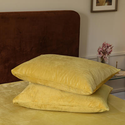 新款新款天鹅绒单品系列-单枕套 48*74cm/对 姜黄纯色