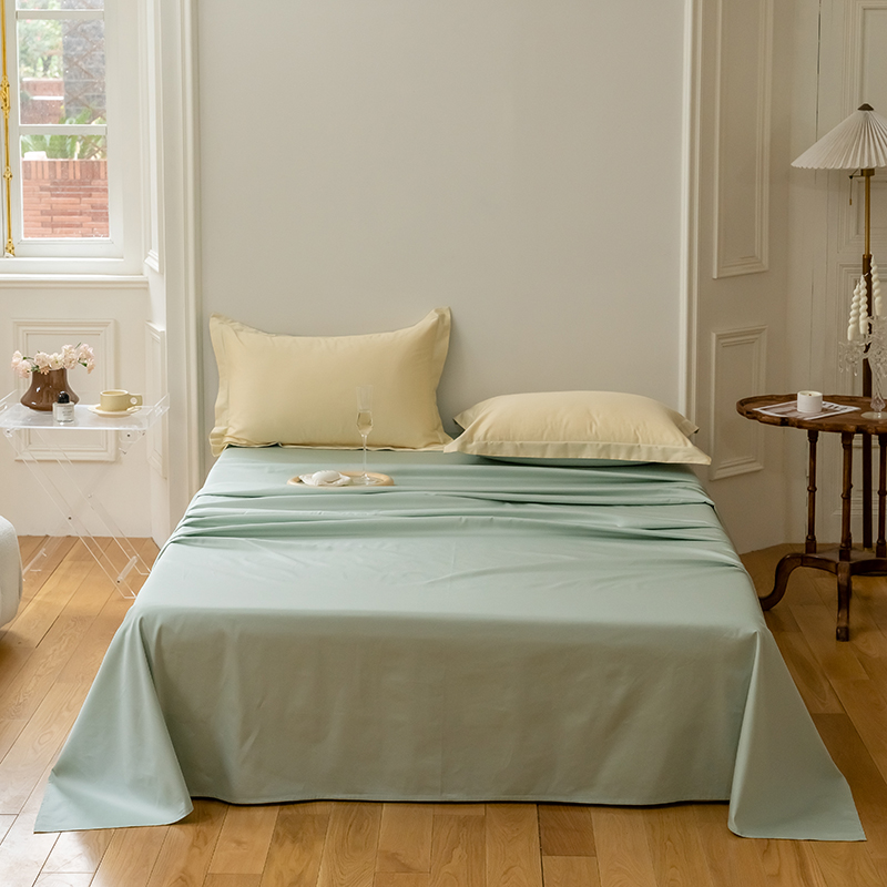 2024新款100支长绒棉纯色双拼素色单品床单 245*250cm单床单 薄荷绿