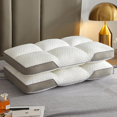 2023新款3D立体护颈枕芯枕头-六方格、水滴型 六方格-灰