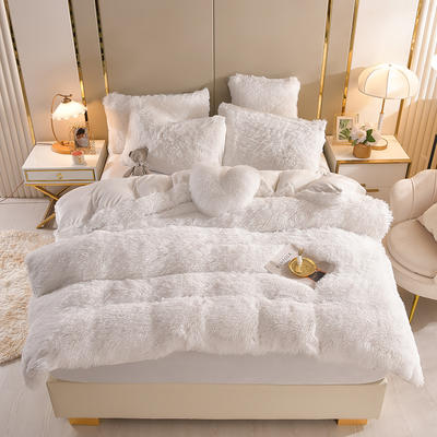 2022新款床单床笠水貂绒四件套 1.8米床单款四件套 纯白