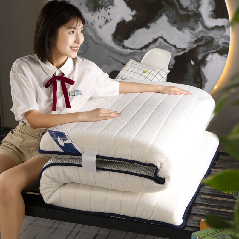 2022 嘉雅床垫 新款透气加厚针织棉床垫学生宿舍上下铺乳胶床垫 0.9米x2.0米  3.4公斤10公分厚乳胶床垫 简约蓝白