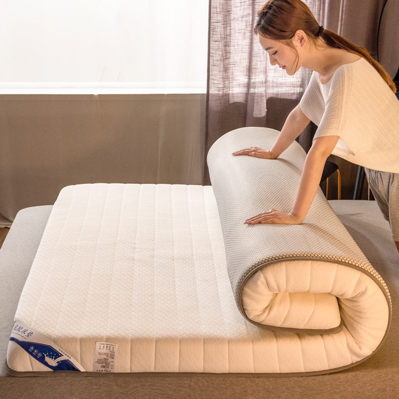 2022 嘉雅床垫 新款透气加厚针织棉床垫学生宿舍上下铺乳胶床垫 0.9米x2.0米  3.4公斤10公分厚乳胶床垫 简约灰白