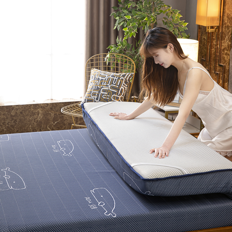2021 嘉雅床垫新款针织棉记忆棉海绵床垫加厚乳胶床垫 1.2X2.0米（6公分厚乳胶床垫） 海豚-蓝