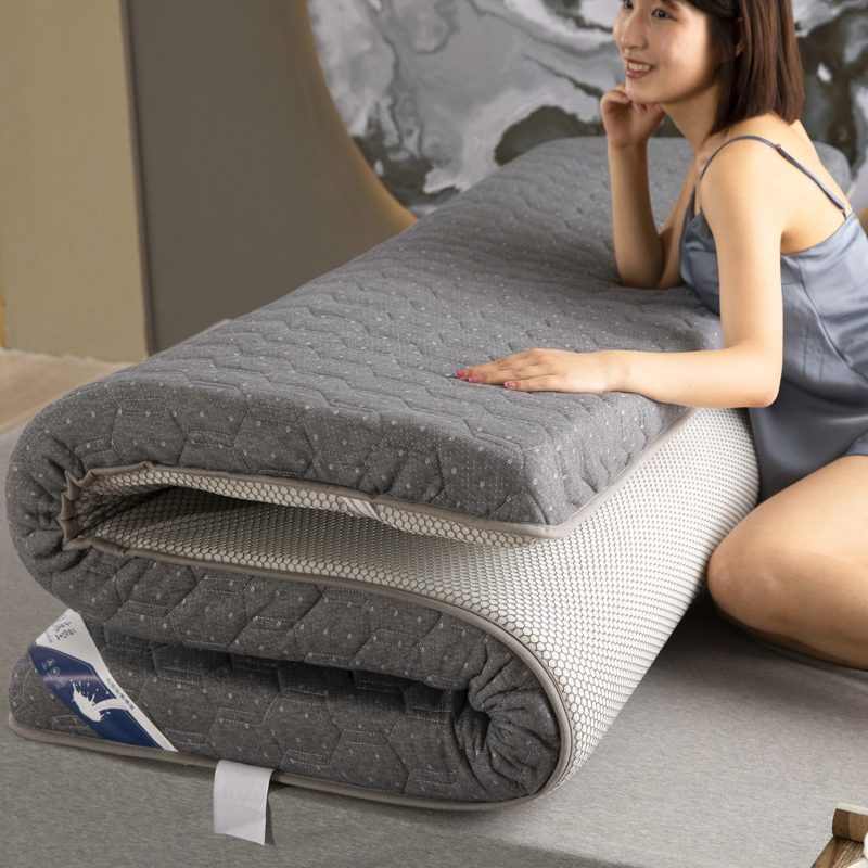 2022新款针织棉乳胶床垫高回弹记忆棉床垫舒适透气四季款垫子 90*200cm 6公分 六边形灰