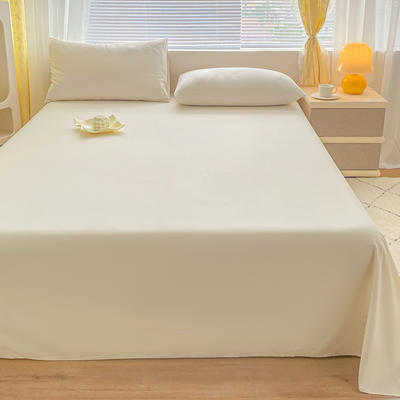 2024新款加厚加密40s全棉床单纯色简约床单 160cmx230cm 奶昔白