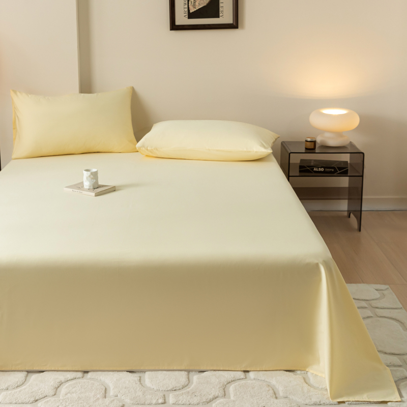 2024新款加厚加密40s全棉床单纯色简约床单 160cmx230cm 米黄