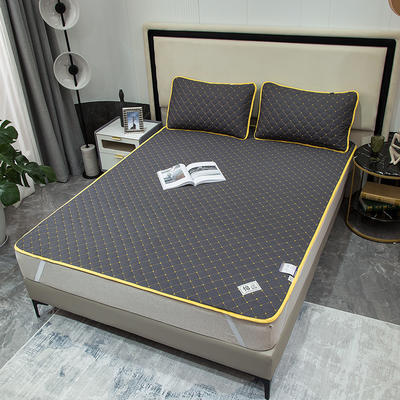 2022新款软床垫全棉床护垫保护垫床单 90x200cm 满天星 绅士灰
