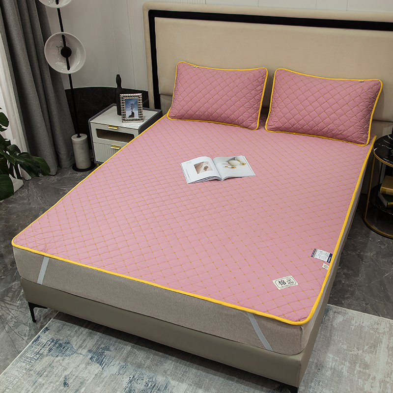2022新款软床垫全棉床护垫保护垫床单 90x200cm 满天星 豆沙粉