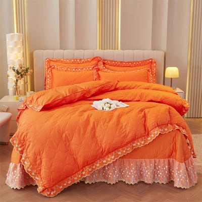 2023新款13372甜蜜公主套件及单品-床盖四件套 1.8m床盖四件套 爱玛橙