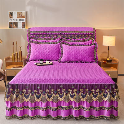 2023新款加厚宝宝绒夹棉如意床裙款四件套-单床裙 1.5*2.0m单床裙 熏衣紫