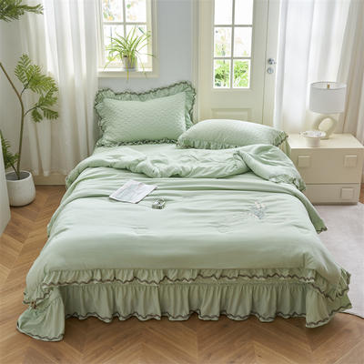 2024新款A类针织夹棉床盖款夏被四件套-玉玲珑 2.0*2.3m夏被 橄榄绿