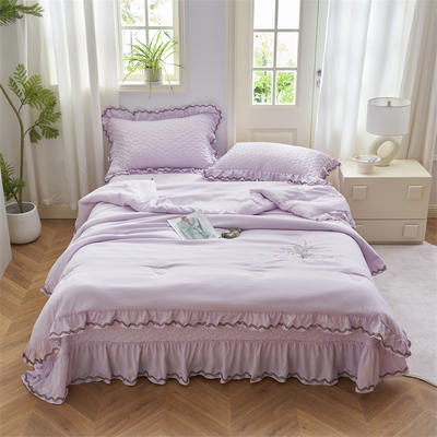 2024新款A类针织夹棉床盖款夏被四件套-玉玲珑 2.0*2.3m夏被 浪漫紫