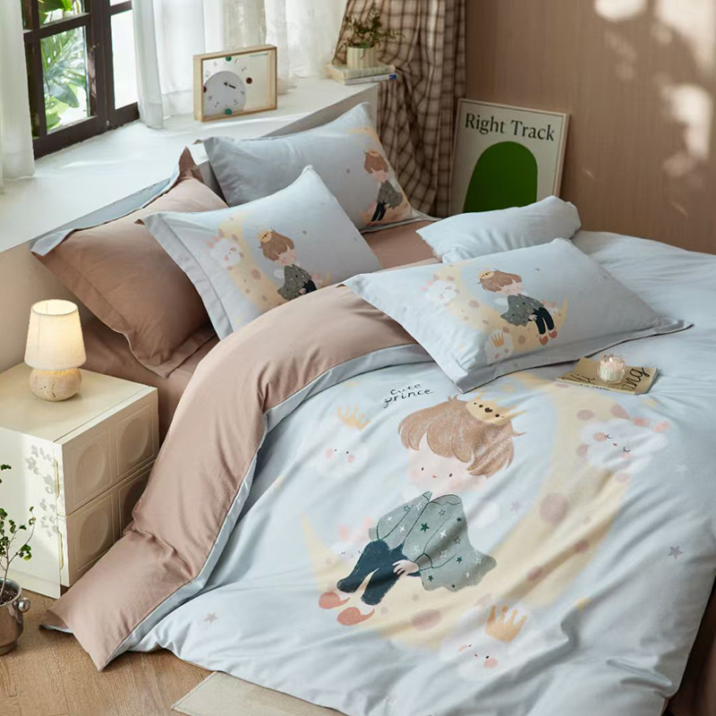 2025新款礼盒款秋冬陶瓷磨毛系列长绒棉数码印花磨毛四件套 小王子