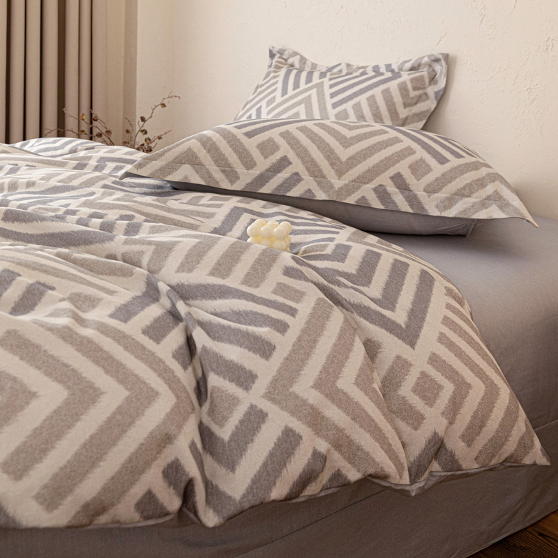 2025新款礼盒款秋冬陶瓷磨毛系列长绒棉数码印花磨毛四件套 半舟