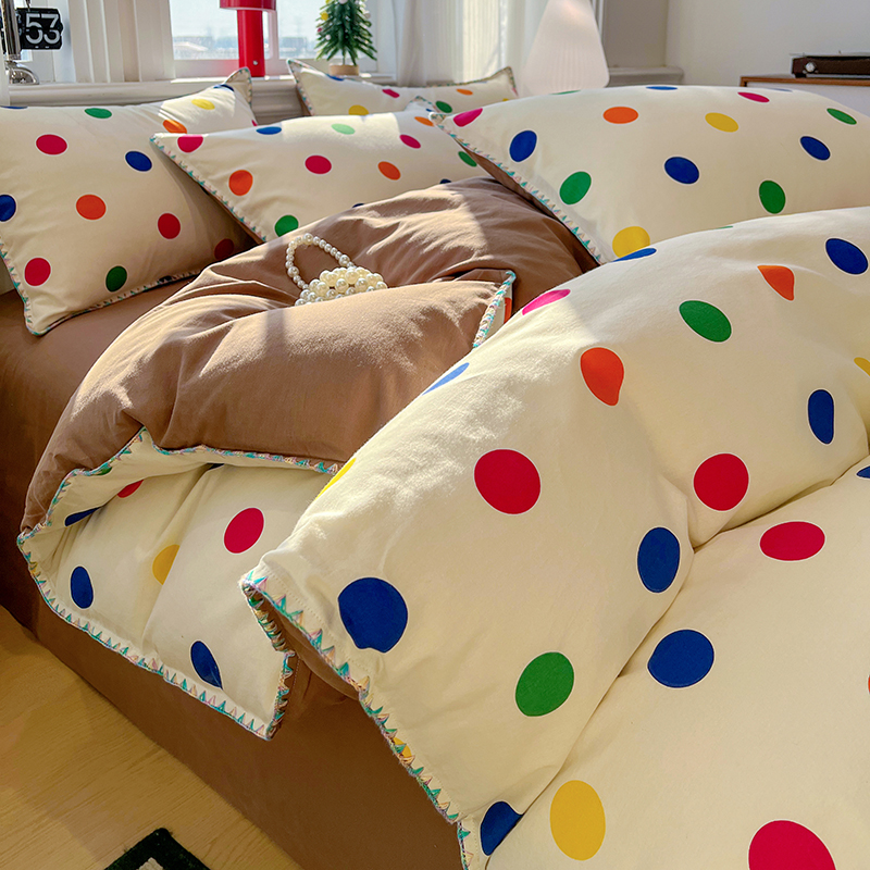 2025新款简约北欧风全棉磨毛贝壳边系列四件套 圆舞曲