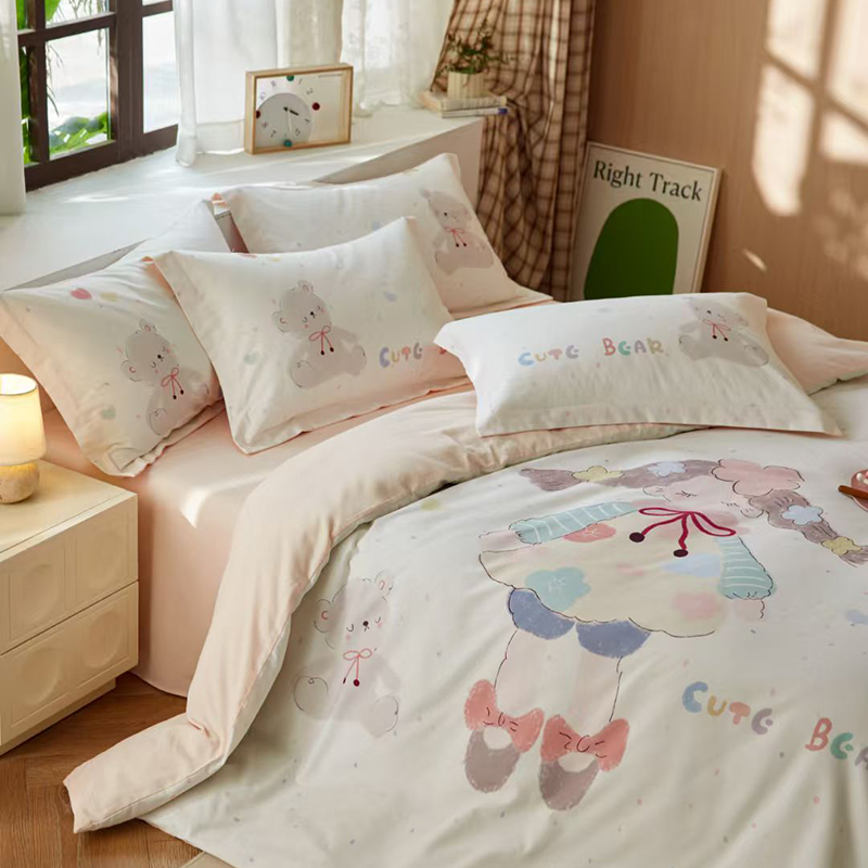 2025新款礼盒款秋冬陶瓷磨毛系列长绒棉数码印花磨毛四件套 可爱多