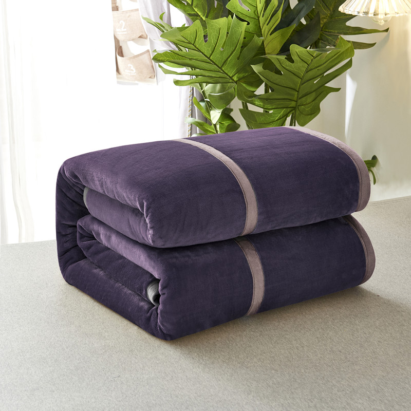 2024新款500克加厚纯色毛毯子法兰牛奶绒毯日式休闲礼品毯学生午睡毯 150*200cm 浪漫紫