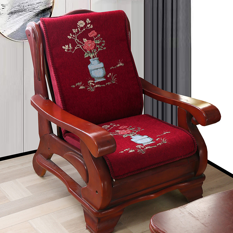 2021新款实木沙发垫子加厚坐垫海绵高密度加硬中式红木沙发垫 55*50*60 富贵花开红