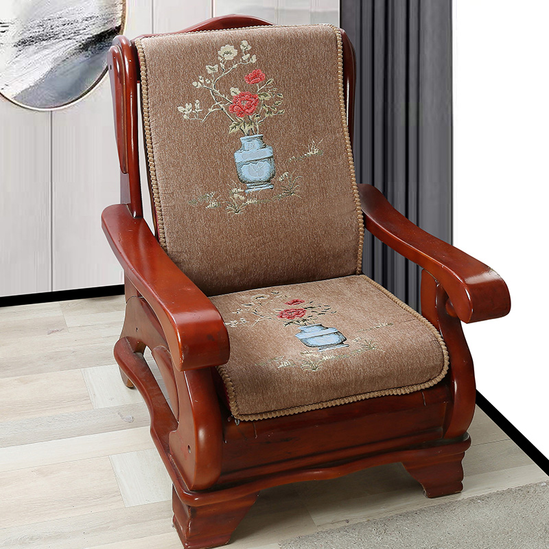 2021新款实木沙发垫子加厚坐垫海绵高密度加硬中式红木沙发垫 55*50*60 富贵花开驼