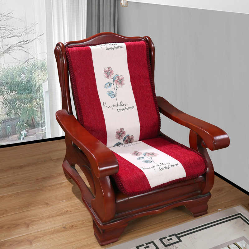 2021新款实木沙发垫子加厚坐垫海绵高密度加硬中式红木沙发垫 55*50*60 牵牛花红