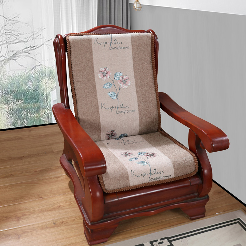 2021新款实木沙发垫子加厚坐垫海绵高密度加硬中式红木沙发垫 55*50*60 牵牛花驼