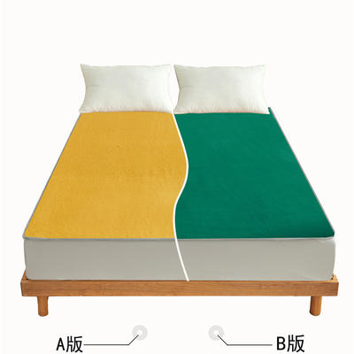 （总）2023 AB牛奶绒复合床笠 双面可用 加厚床笠 150cmx200cm 黄绿