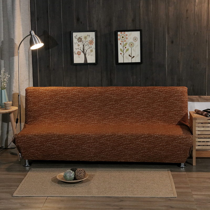 2020新款针织美人条弹力沙发套沙发床套 150~190cm无扶手通用 美人条-咖啡