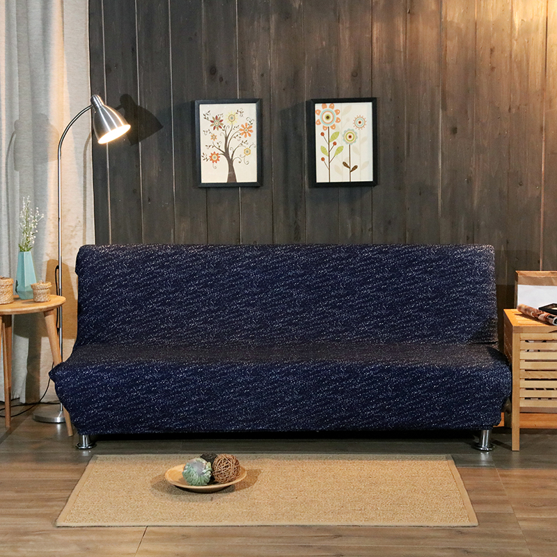 2020新款针织美人条弹力沙发套沙发床套 150~190cm无扶手通用 美人条-孔雀蓝