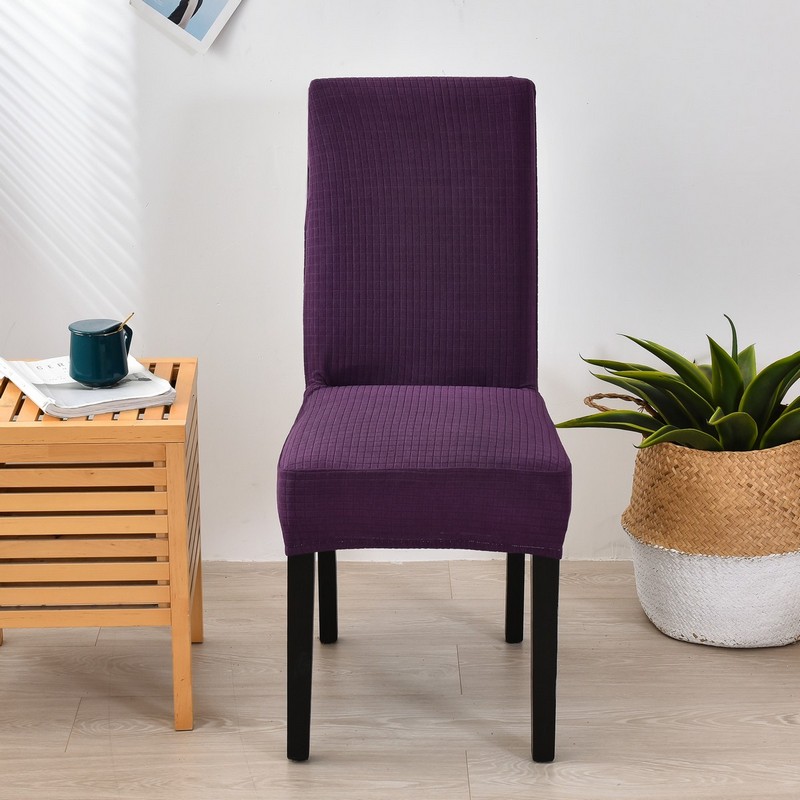 2020新款小方格椅子套 高贵紫