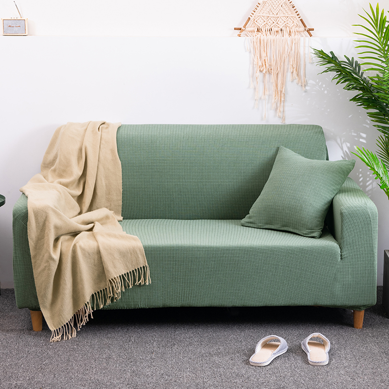 2020新款毛巾纹针织沙发套 单人位90-140cm 梦幻绿