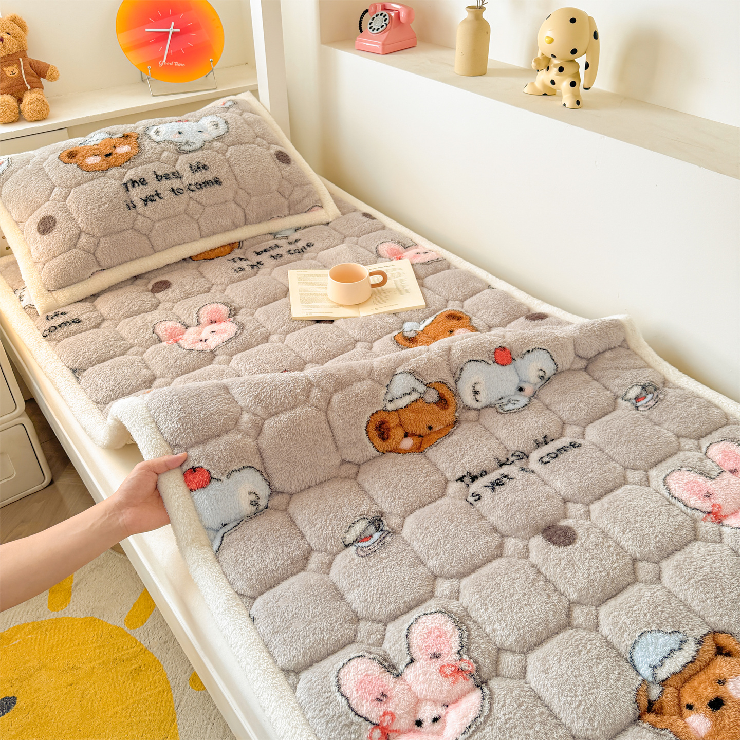 2025新款泰迪绒学生宿舍床褥床垫床护垫 泰迪绒床褥-顽皮小象