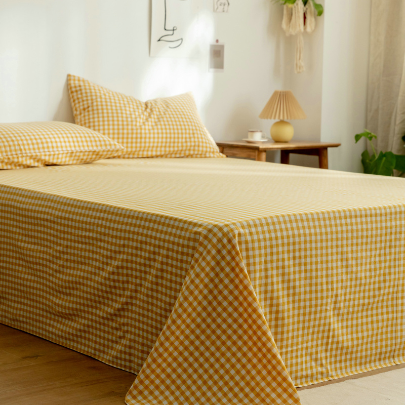 新款-日式少女风纯棉全棉色织水洗棉单品床单风格二 床单120cmx230cm 菠萝格