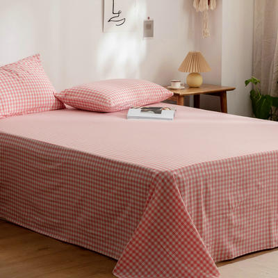 新款-日式少女风纯棉全棉色织水洗棉单品床单风格二 床单120cmx230cm 水粉小格