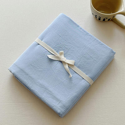 新款-日式少女风纯棉全棉色织水洗棉单品床单风格一 160cmx240cm 纯浅蓝