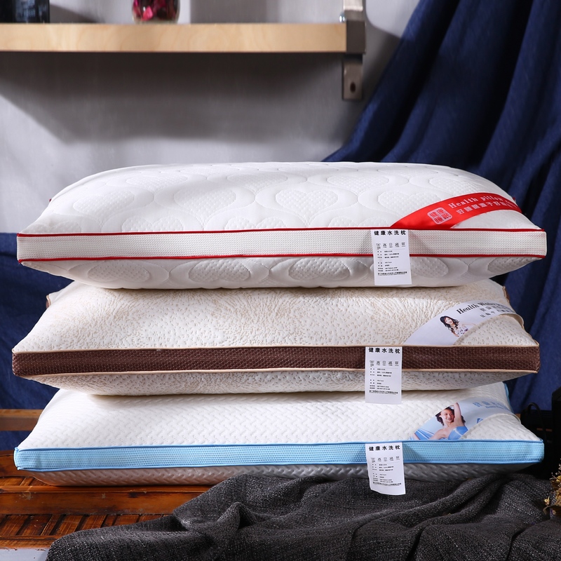 超柔针织定型热熔棉可水洗枕芯保健护颈枕头 针织棉热熔棉定型枕-蓝边