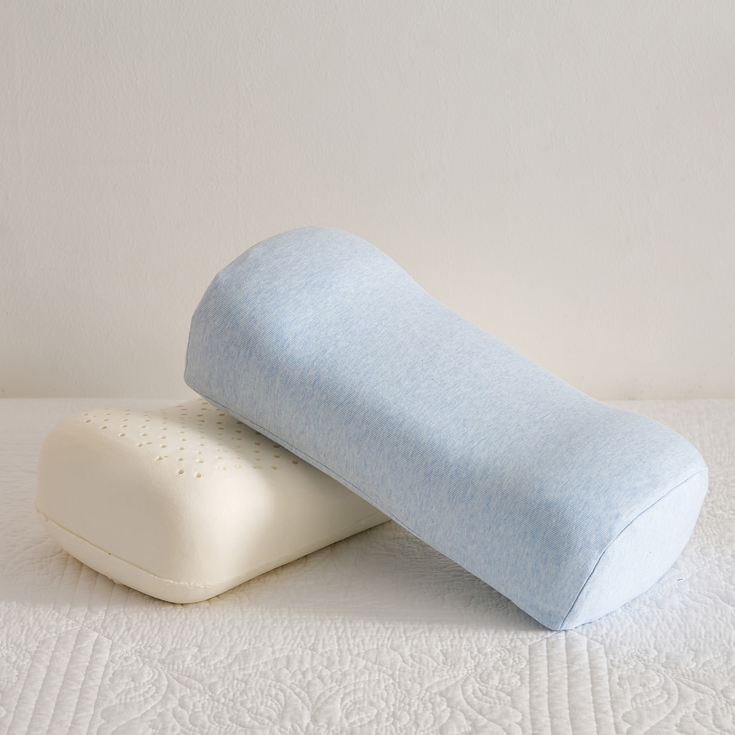 2025新款彩棉乳胶午睡枕便携枕头枕芯 彩棉天蓝