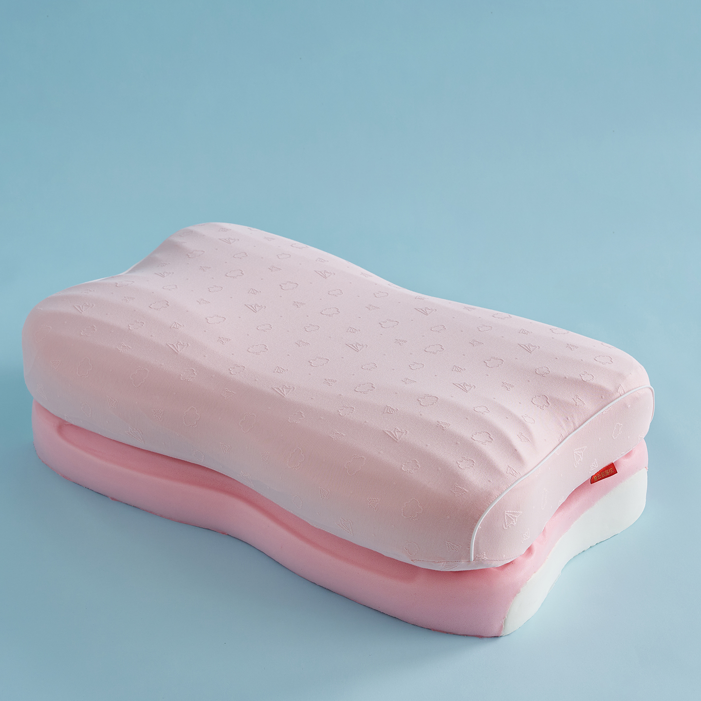 2026新款零压记忆棉枕叠云双层枕枕头枕芯 女款粉