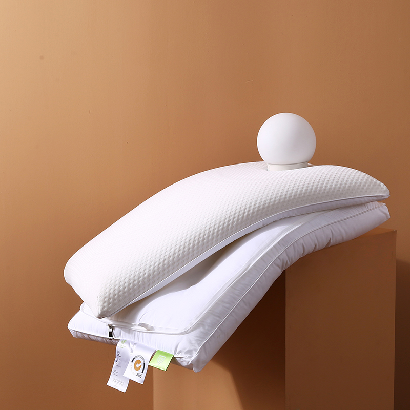 2021新品全棉记忆枕二合一羽丝绒可拆卸护颈枕芯单人舒适慢回弹枕头 二合一复合枕-素雅菱格