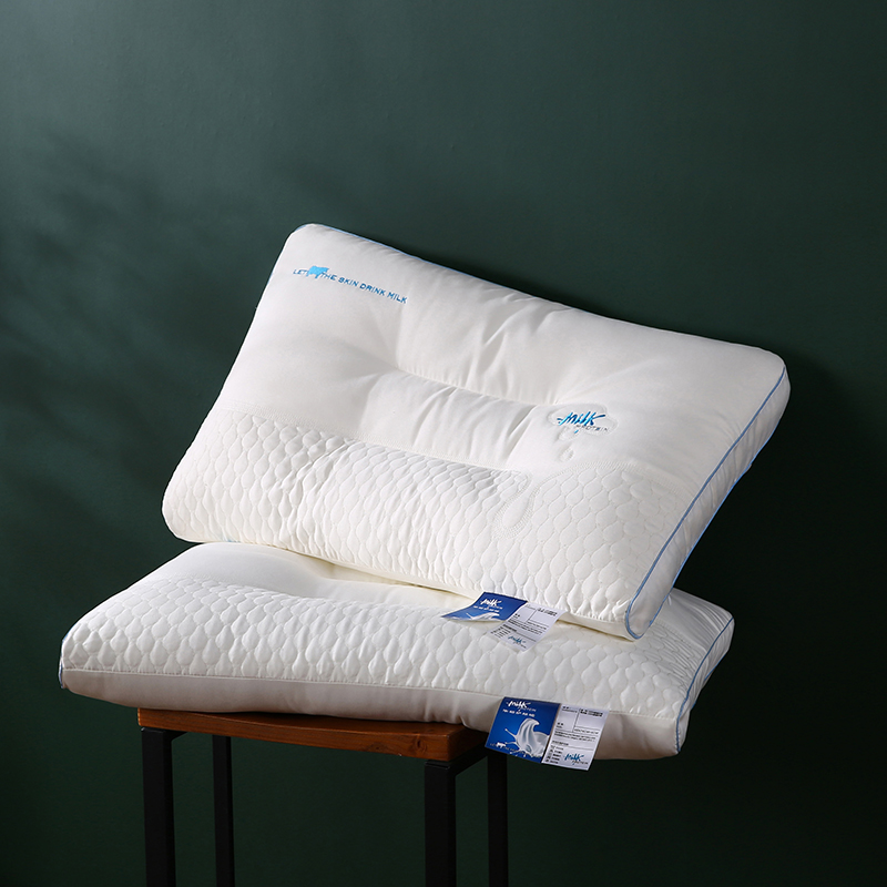 新品刺绣牛奶亲肤SPA透气护颈椎枕芯安睡柔软枕头 48*74cm/只 牛奶护肤舒睡枕