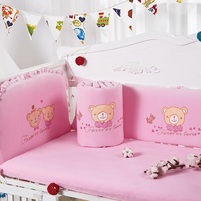凯芙兰 床上用品儿童四件套全棉针织纯棉床围婴幼儿用品 招代理 60*120cm 爱心之旅-粉色