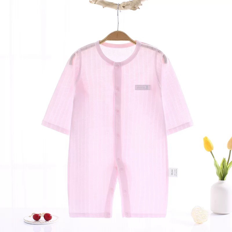2022新款纯棉提花长袖连体衣 66 粉色