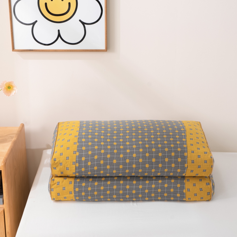 2023新款双层纱荞麦枕枕头枕芯/只 20x50cm 灰黄格