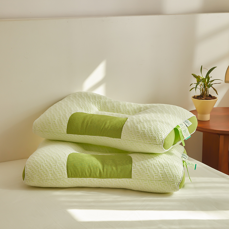 2023新款竹纤维枕 枕头枕芯 48*74cm/只 竹纤维3D针织按摩枕-竹青色