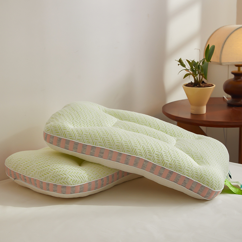 2023新款竹纤维枕 枕头枕芯 48*74cm/只 竹纤维五分区SPA枕-粉色