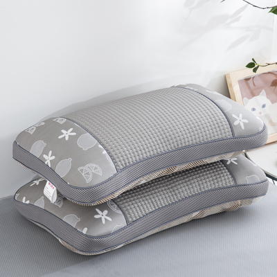 2024新款冰丝透气茶叶枕枕头枕芯 35*55cm/只 冰丝透气枕-拼色灰色