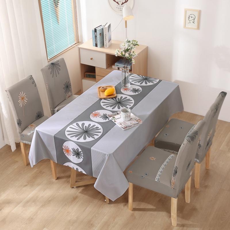 2021新款PVC餐桌布针织椅子套 餐桌布100*160cm 芙蓉