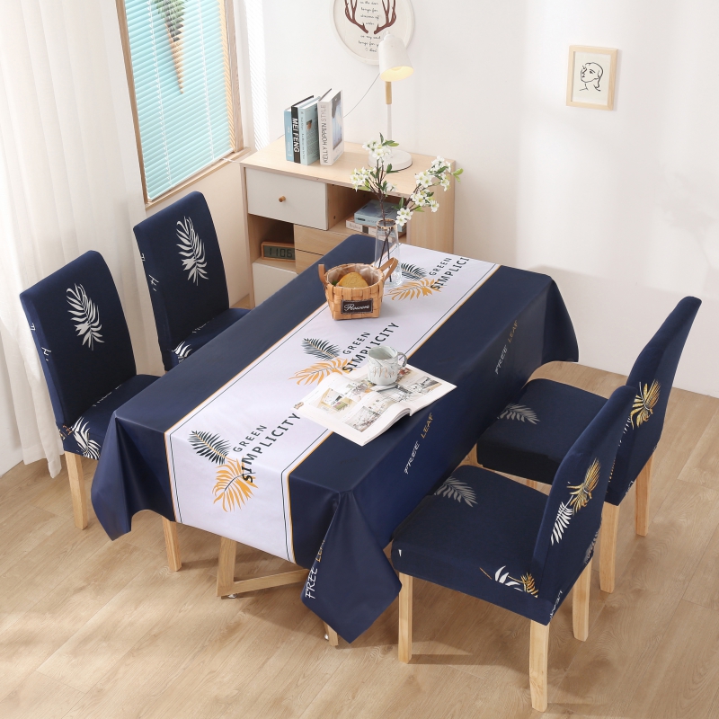 2021新款PVC餐桌布针织椅子套 餐桌布100*160cm 羽墨